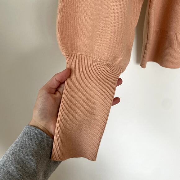 Zara Lightweight Knit Puff Sleeve Sweater Pink Large - Picture 5 of 8